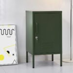 Artiss Bedside Table Metal Cabinet - Green - Image 7