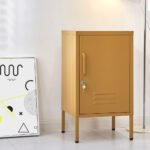 Artiss Bedside Table Metal Cabinet - Yellow - Image 7