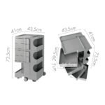 ArtissIn Storage Trolley Bedside Table 5 Tier Cart Boby Replica Grey - Image 2