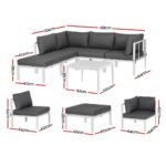 Gardeon 6PCS Outdoor Sofa Set Aluminium Table and Chairs Lounge Patio Furniture - Image 2