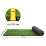 Prime Turf Artificial Grass 2mx5m 10mm Synthetic Fake Lawn Turf Plant Plastic Olive - Image 2