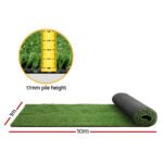 Prime Turf Artificial Grass 1mx10m 17mm Synthetic Fake Lawn Turf Plant Plastic Olive - Image 2