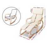 Artiss Rocking Armchair Footstool Bentwood Beige - Image 2