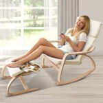 Artiss Rocking Armchair Footstool Bentwood Beige - Image 7