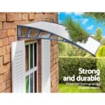 Instahut Window Door Awning Canopy 1.5mx3m Transparent Sheet Grey Plastic Frame - Image 4