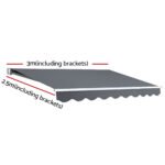 Instahut Retractable Folding Arm Awning Manual Sunshade 3Mx2.5M Grey - Image 2