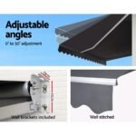 Instahut Retractable Folding Arm Awning Manual Sunshade 3Mx2.5M Grey - Image 6