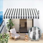 Instahut Retractable Folding Arm Awning Manual Sunshade 3Mx2.5M Grey White - Image 6