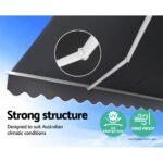Instahut Retractable Folding Arm Awning Motorised Sunshade 3Mx2.5M Grey - Image 4