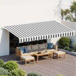 Instahut Retractable Folding Arm Awning Motorised Sunshade 5Mx3M Grey White - Image 7