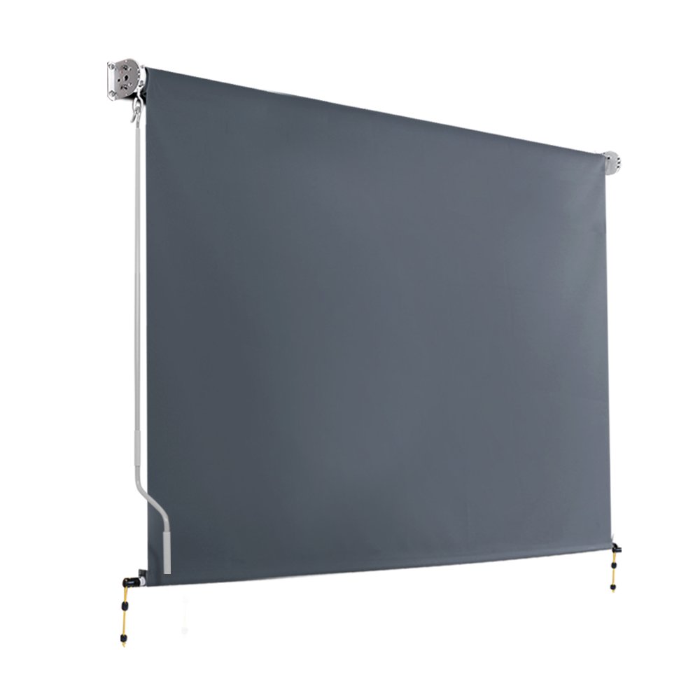AWN-B-DOWN-PS-27-GREY-61132-00 Instahut 2.7X2.5M Outdoor Blinds Awning Roll Down Canopy Retractable Outdoor Blinds Window Shade Grey - Image 1