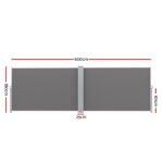 Instahut Side Awning Sun Shade Outdoor Retractable Privacy Screen 1.8X6M Grey - Image 2