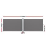 Instahut Side Awning Sun Shade Outdoor Retractable Privacy Screen 2X6M Grey - Image 2
