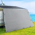 Caravan Privacy Screen Roll Out Awning 4.6x1.95M End Wall Side Sun Shade Grey - Image 7