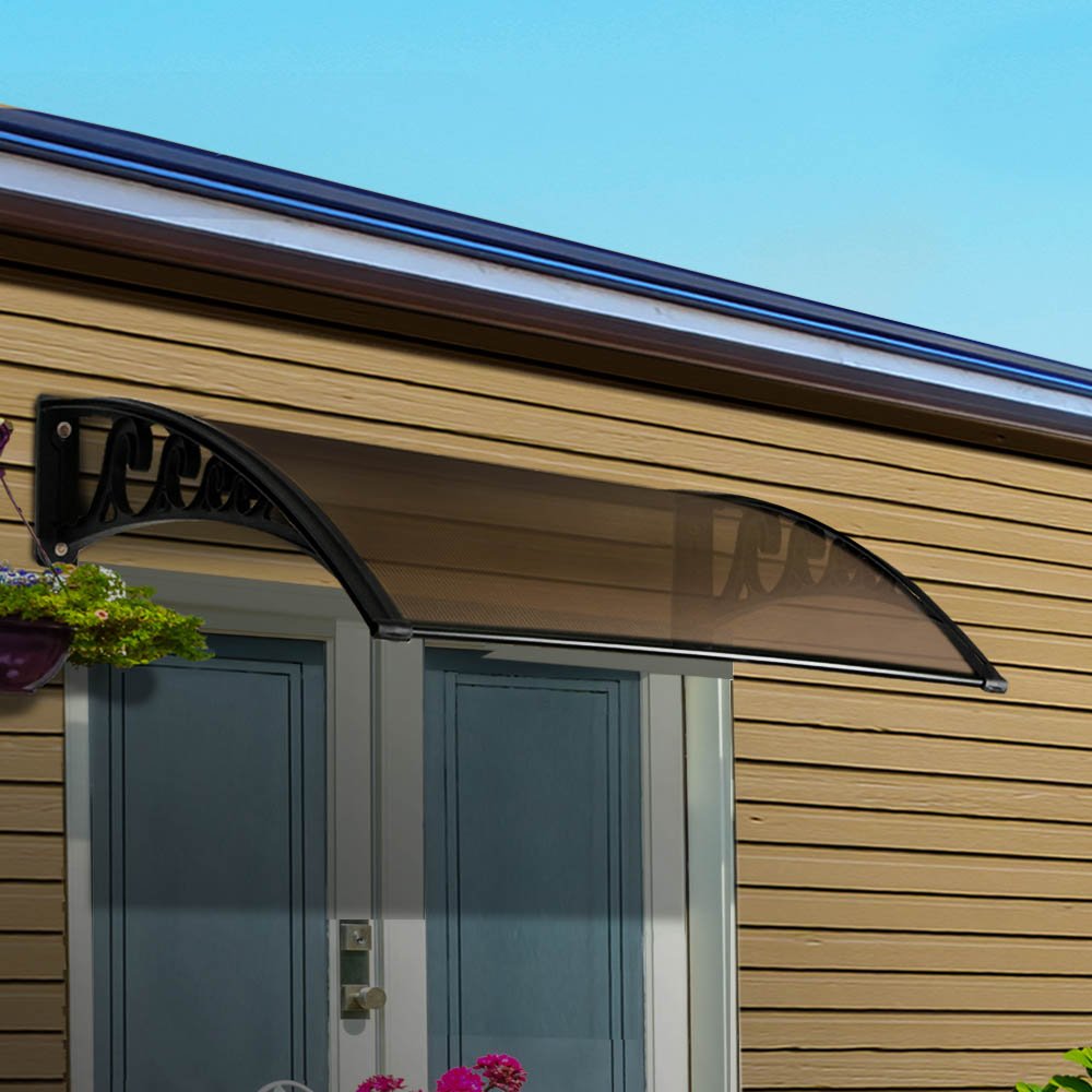 AWN-PC6-1X3-BR-3731-07 Instahut Window Door Awning 1mx3m Brown - Image 1