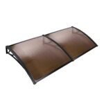 Instahut Window Door Awning Canopy 1mx2m Brown Sheet Black Plastic Frame - Image 8
