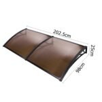 Instahut Window Door Awning Canopy 1mx2m Brown Sheet Black Plastic Frame - Image 2