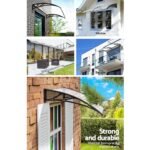 Instahut Window Awning Door Canopy 1m x 4m Transparent Sheet Black Plastic Frame - Image 4