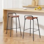 2x Artiss Bar Stools Kitchen Counter Stools Metal Brown