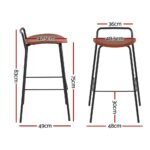 2x Artiss Bar Stools Kitchen Counter Stools Metal Brown - Image 4