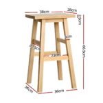 Artiss Bar Stools Kitchen Counter Stools Wooden Chairs Natural x2 - Image 2