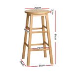 Artiss 2x Bar Stools Round Chairs Wooden Nature - Image 2