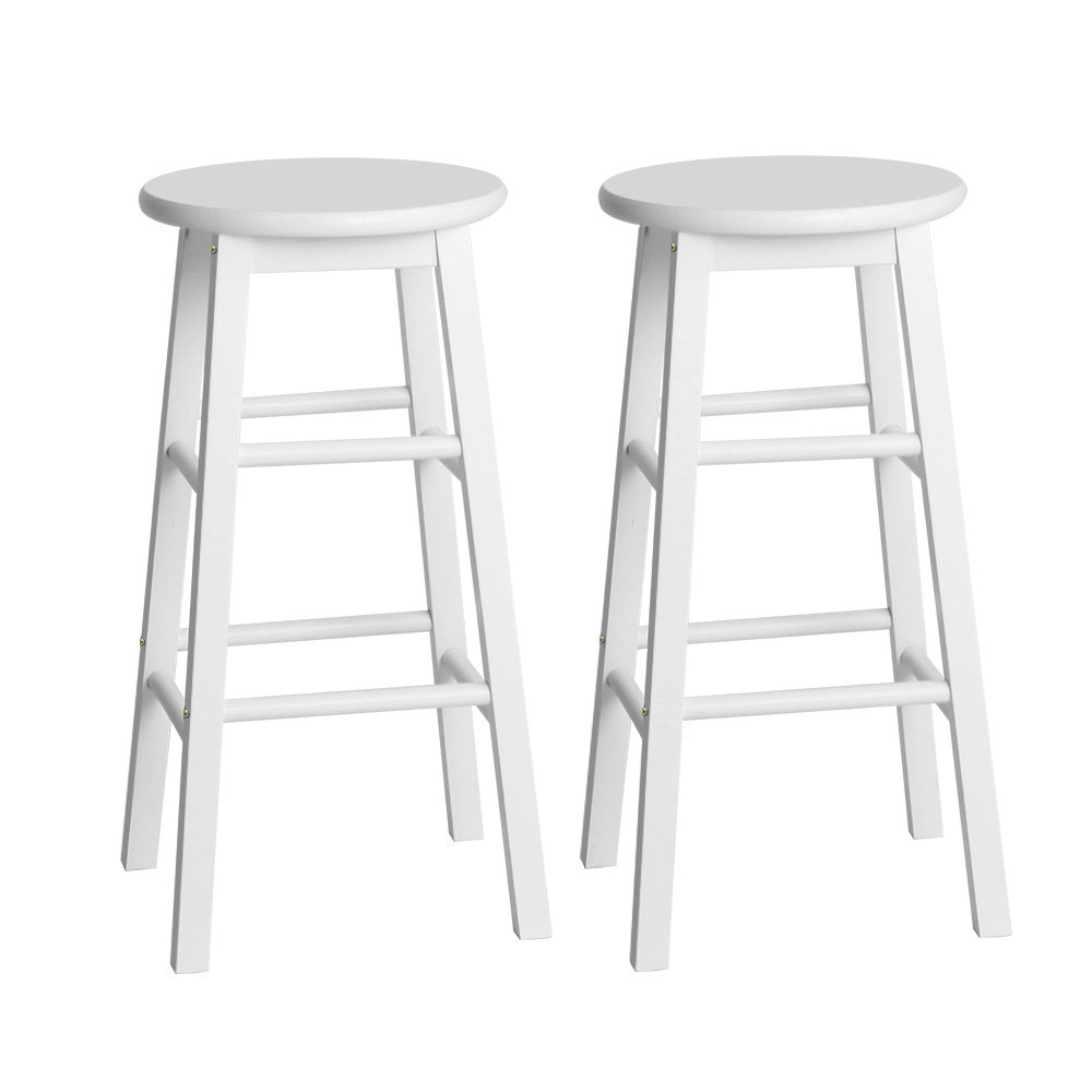 BA-G-7033-WHX2-202503041126-00 Artiss 2x Bar Stools Round Chairs Wooden White - Image 1