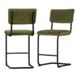 Artiss 2x Bar Stools Velvet Chairs Green - Image 7