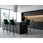 Artiss 2x Bar Stools Velvet Chairs Green - Image 4