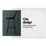 Artiss 2x Bar Stools Velvet Chairs Green - Image 5