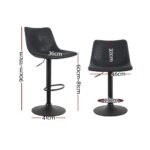 Artiss 2x Bar Stools Vintage Leather Swivel Gas Lift Black - Image 2