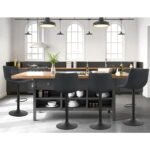 Artiss 2x Bar Stools Vintage Leather Swivel Gas Lift Black - Image 6