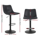Artiss 4x Bar Stools Vintage Leather Swivel Gas Lift Black - Image 2