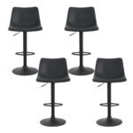 Artiss 4x Bar Stools Vintage Leather Swivel Gas Lift Black - Image 3