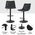 Artiss 4x Bar Stools Vintage Leather Swivel Gas Lift Black - Image 4