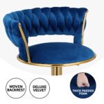 Artiss 4x Bar Stools Gas Lift Velvet Woven Backrest Navy - Image 4