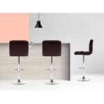 Artiss 4x Bar Stools Leather Gas Lift Brown - Image 5