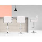 Artiss 4x Bar Stools Leather Gas Lift w/Armrest White - Image 4