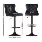 Artiss 1x Velvet Bar Stool Adjustable Height Nailhead Trim Kitchen Counter Stool - Image 2