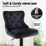 Artiss 1x Velvet Bar Stool Adjustable Height Nailhead Trim Kitchen Counter Stool - Image 5