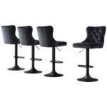 Artiss 4x Velvet Bar Stool Adjustable Height Nailhead Trim Kitchen Counter Stool