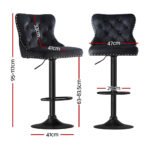 Artiss 4x Velvet Bar Stool Adjustable Height Nailhead Trim Kitchen Counter Stool - Image 2