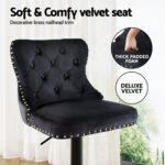 Artiss 4x Velvet Bar Stool Adjustable Height Nailhead Trim Kitchen Counter Stool - Image 5