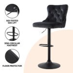 Artiss 4x Velvet Bar Stool Adjustable Height Nailhead Trim Kitchen Counter Stool - Image 6