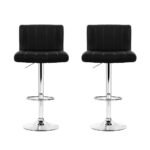 Artiss 2x Bar Stools Gas Lift Leather Chairs Black - Image 3