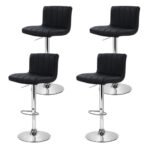 Artiss 4x Bar Stools Gas Lift Leather Black - Image 3