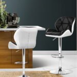 Artiss 2x Bar Stools Gas Lift Padded Leather Black & White - Image 7