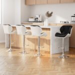 Artiss 4x Bar Stools Gas Lift Padded Leather Black & White - Image 7