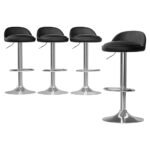Artiss 4x Bar Stools PU Leather Gas Lift Black - Image 8