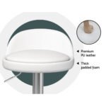 Artiss 2x Bar Stools PU Leather Gas Lift White - Image 3